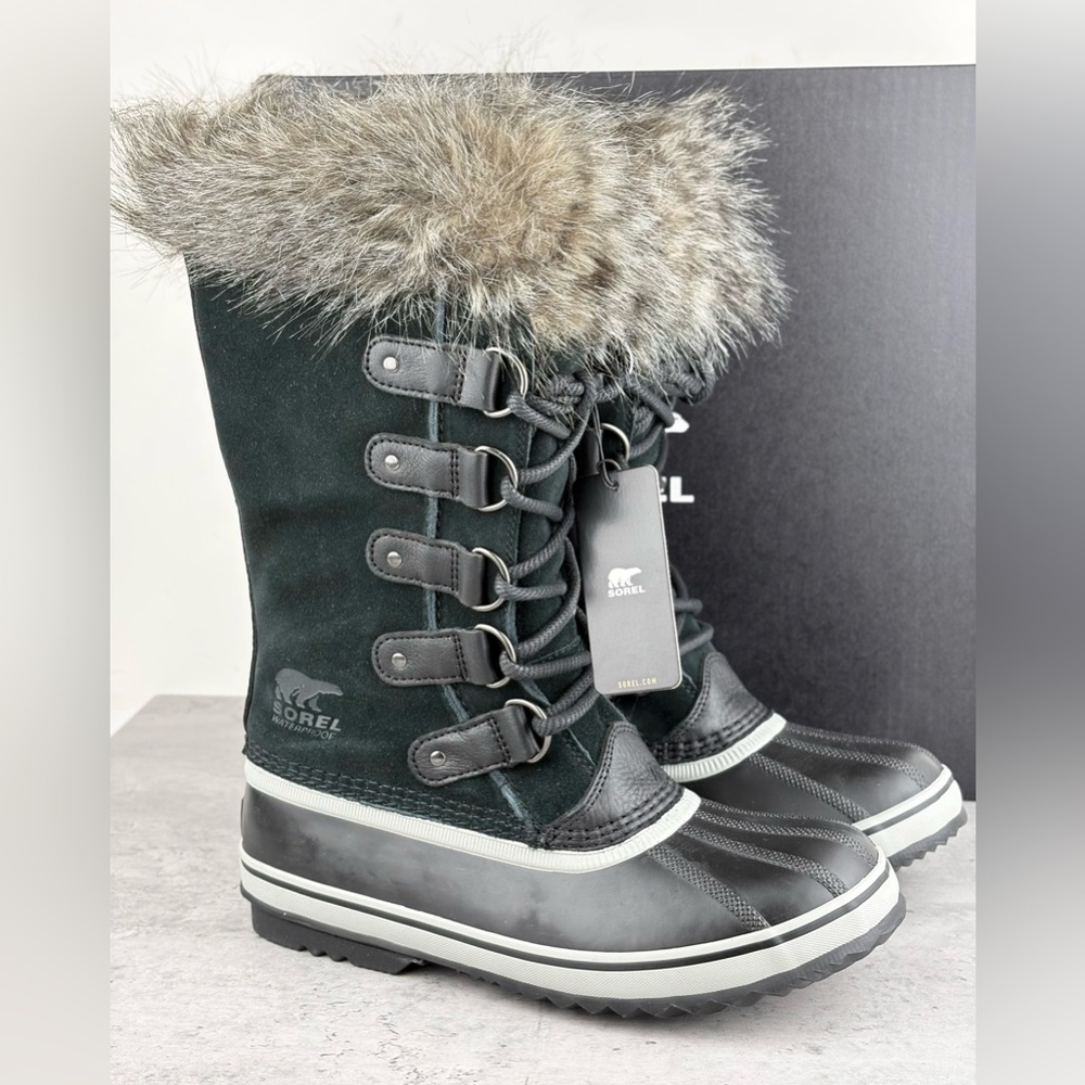 Sorel Women's Joan of Arctic Waterproof Boots Size US 9 Quarry Black Suede New - Picture 1 of 5